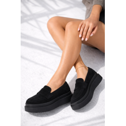 Mocasini din piele intoarsa neagra Mira