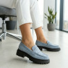 Mocasini dama din piele naturala blue